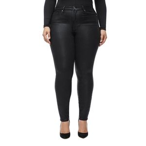 Good American Good Legs Coated Mid Rise Ankle Skinny Jeans Black Size 20